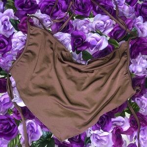 Brown Satin Crop Top